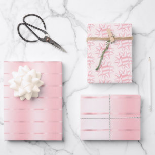 Blush Pink Ribbon Bow Brautparty Geschenkpapier Set