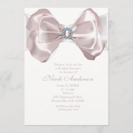 Blush Pink Ribbon Bow & Diamonds Chic Einladungen