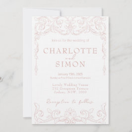 Blush Pink Rokoko Thema Hochzeit Einladung