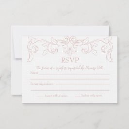 Blush Pink Rokoko Wedding RSVP Card