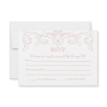 Blush Pink Rokoko Wedding RSVP Card
