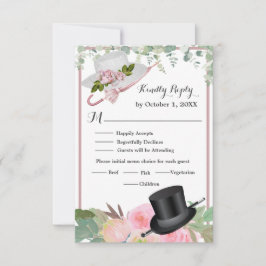 Blush Pink Romantische Blumenhochzeit RSVP Karte