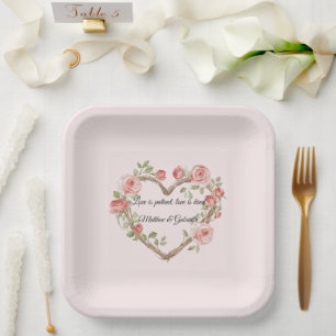 Blush Pink Romantische Rote Rose Blumenkohl Hochze Pappteller