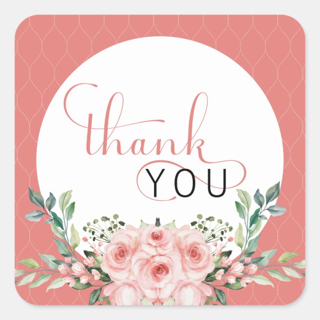 Blush Pink Rose Baby in Blütendusche Quadratischer Aufkleber (Vorderseite)