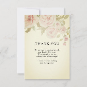 Blush Pink Rose Bläserne Wasserfarbenparade Hochze Dankeskarte