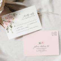 Blush Pink Rose Bläsernelegante Hochzeitskarte RSV