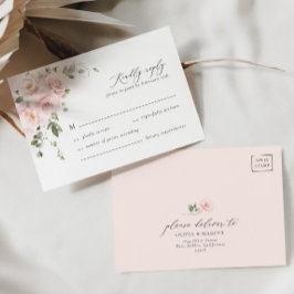 Blush Pink Rose Bläsernelegante Hochzeitskarte RSV RSVP Karte