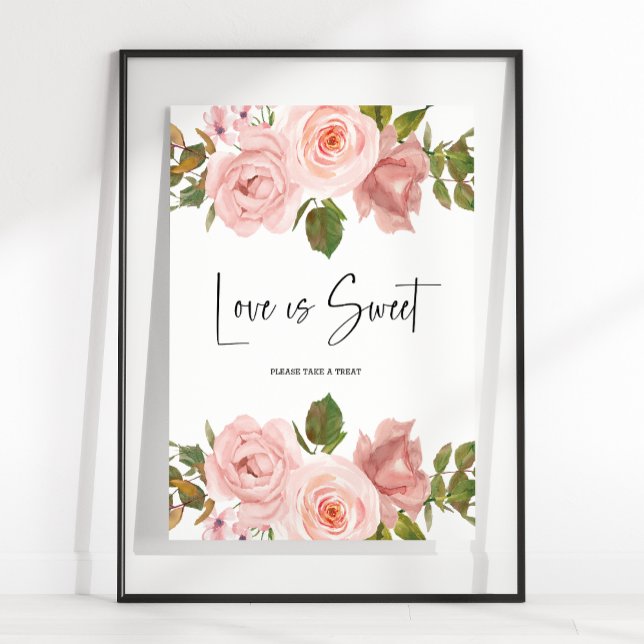 Blush Pink Rose Bloral Hochzeit Liebe ist süß Gefa Poster (Von Creator hochgeladen)