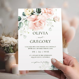 Blush Pink Rose Bloral Hochzeitseinladung Einladung