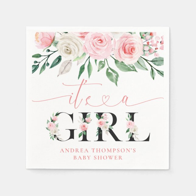 Blush Pink Rose Blues ist eine Girl Baby Dusche Serviette (Vorderseite)