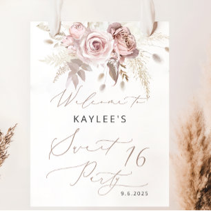 Blush Pink Rose Blumensaft 16 Geburtstag Willkomme Poster