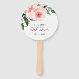 Blush Pink Rose Blumenwasser Aquarell Kinderdusche Fächer