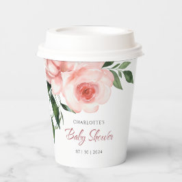 Blush Pink Rose Blumenwasser Aquarell Kinderdusche Pappbecher