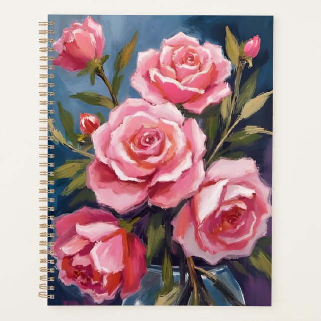 Blush Pink Rose Bouquet Painting Planer (Vorderseite)