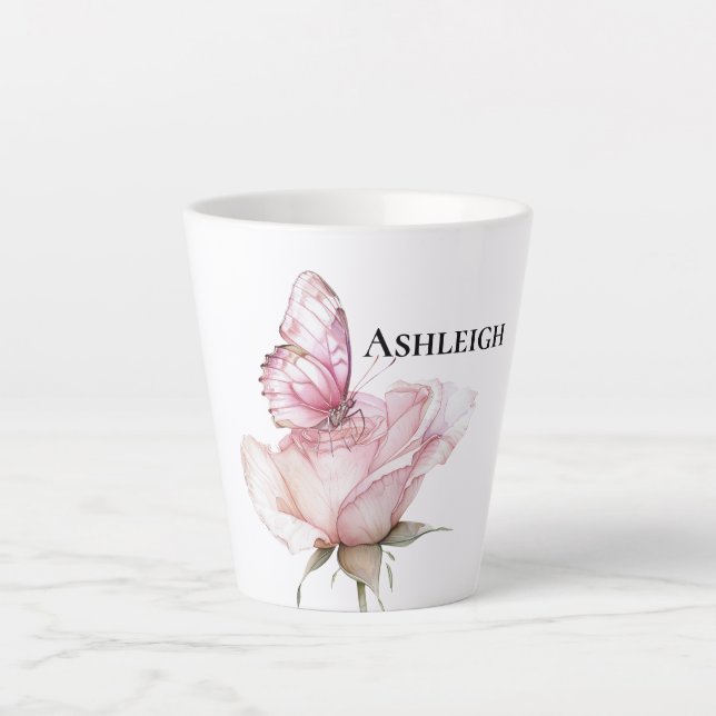 Blush Pink Rose Butterfly   Milchtasse (Vorderseite)