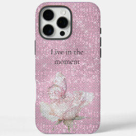 Blush Pink Rose Butterfly Sparkle  iPhone 16 Pro Max Hülle