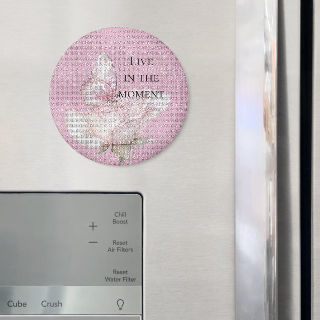 Blush Pink Rose Butterfly Sparkle   Magnet (In Situ (Kühlschrank))