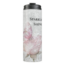 Blush Pink Rose Butterfly Sparkle  Thermosbecher