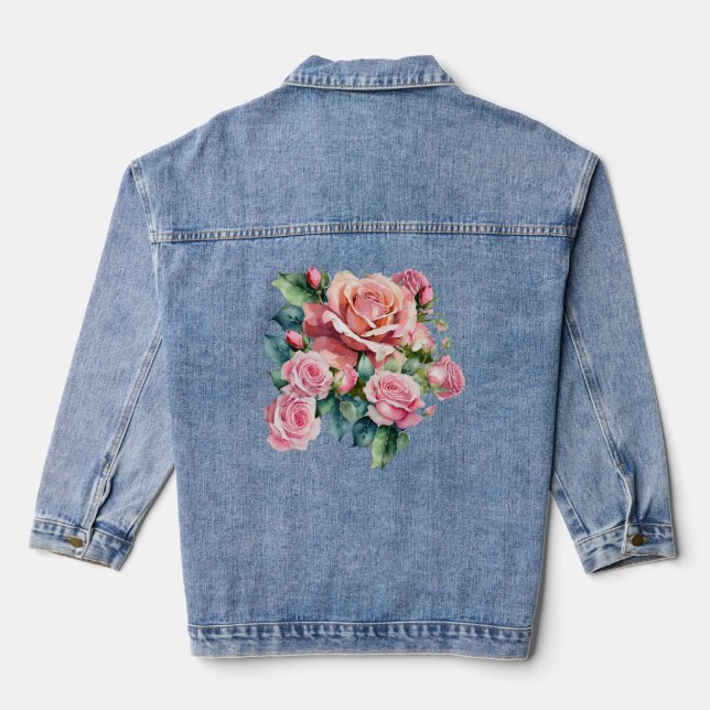 Blush Pink Rose Denim Jacket Jeansjacke (Rückseite)
