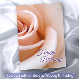 Blush Pink Rose Elegantes Script Boho Happy Birthd Karte