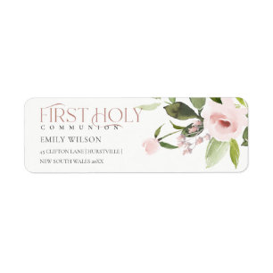 BLUSH PINK ROSE FLORA ERSTE HOLY COMMUNION ADRESSE