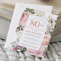 Blush Pink Rose Floral 80. Geburtstagsparty