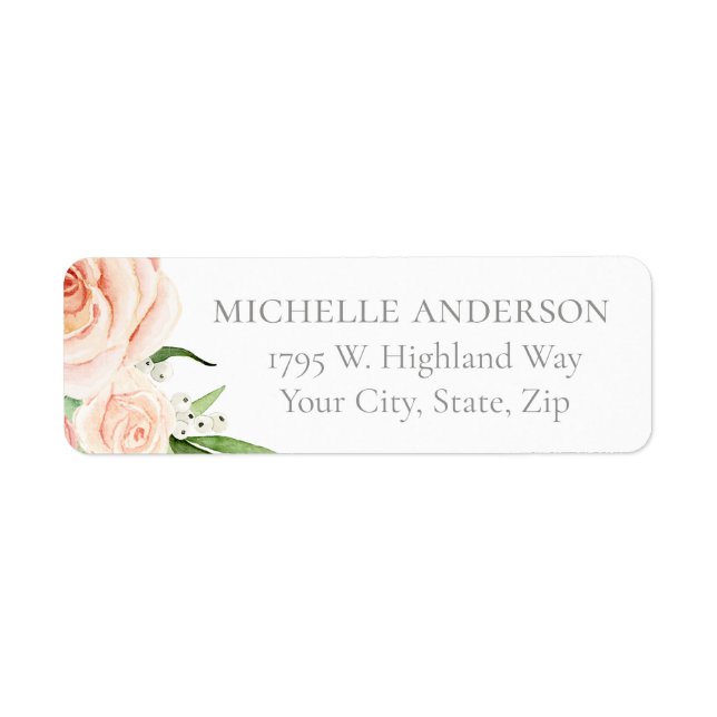 Blush Pink Rose Floral Garden Return Address Label (Vorne)
