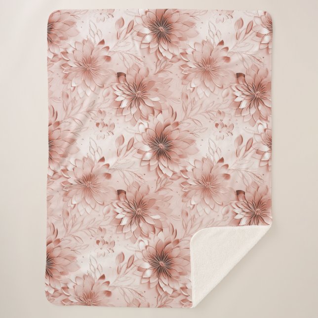 Blush Pink Rose Floral Sherpadecke (Vorderseite)