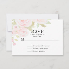 Blush Pink Rose Floral Wasserfarbe Hochzeit RSVP