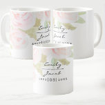 Blush Pink Rose Floral Wasserfarbe Hochzeitscouch Kaffeetasse<br><div class="desc">Blush Pink Rose Floral Wasserfarbe Hochzeitscouch Tasse. Ein helles,  elegantes,  rosa Blume Design. Personalisieren Sie diese Vorlage,  um Namen und Datum hinzuzufügen. Passen Sie es an,  wenn Sie gewollt haben,  weitere Änderungen vorzunehmen.</div>