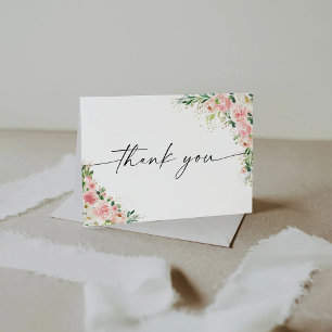Blush Pink Rose Gold Baby Dusche Danke Karte