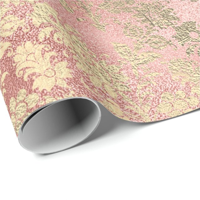Blush Pink Rose Gold Blumenglas Luxus Geschenkpapier (Rolleneckpunkt)
