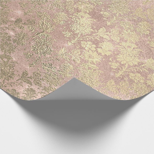 Blush Pink Rose Gold Blumenpulver Hütte Luxus Geschenkpapier (Ecke)