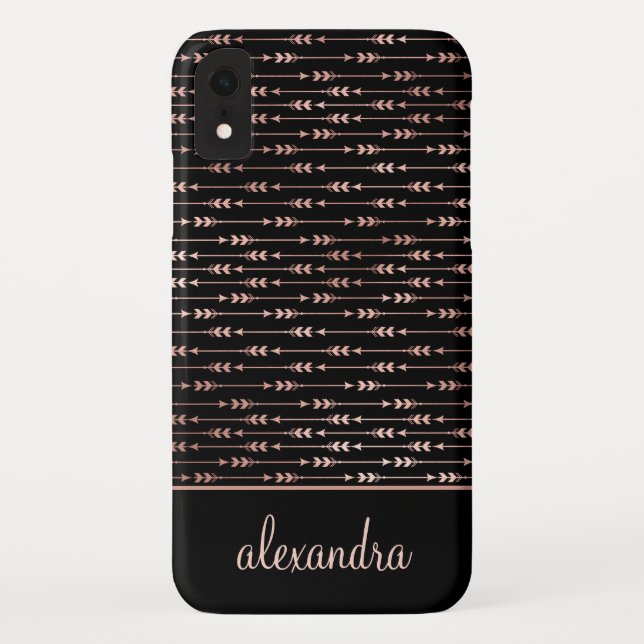 Blush Pink - Rose Gold Boho Muster Monogramm Case-Mate iPhone Hülle (Rückseite)