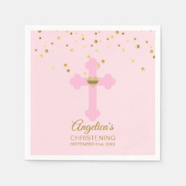 Blush Pink Rose Gold Confetti CHRISTENENING BAPTIS Serviette