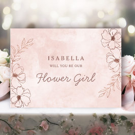 Blush Pink & Rose Gold Flower Girl Vorschlag Card