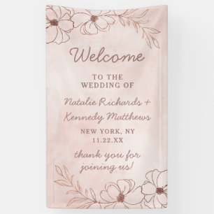 Blush Pink & Rose Gold Foil Blues Hochzeit Willkom Banner
