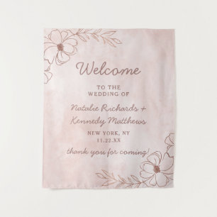 Blush Pink & Rose Gold Foil Blues Hochzeit Willkom Wandteppich