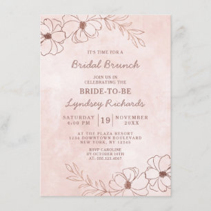 Blush Pink & Rose Gold Foil Bridal Brunch Dusche Einladung