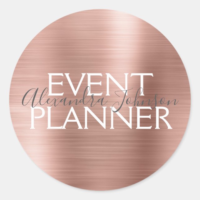 Blush Pink - Rose Gold Foil Event Planner Siegel Runder Aufkleber (Vorderseite)