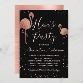Blush Pink - Rose Gold Foil Flamingo Hen's Party Einladung