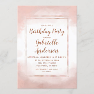 Blush Pink & Rose Gold Geburtstagsparty Einladung