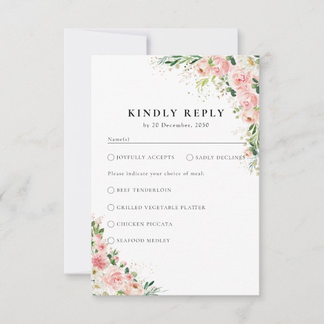 Blush Pink Rose Gold Hochzeitszeremonie RSVP Card Karte (Vorderseite)