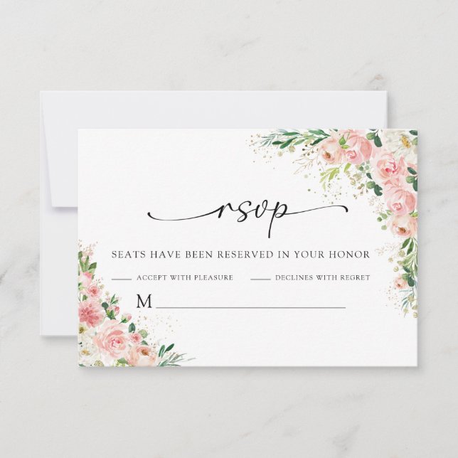 Blush Pink Rose Gold Hochzeitszeremonie RSVP Card Karte (Vorderseite)