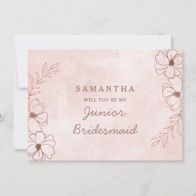 Blush Pink & Rose Gold Junior Bridesmaid Vorschlag (Vorderseite)
