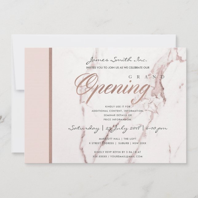 BLUSH PINK ROSE GOLD MARBLE TEXTURE GRAND ÖSSE ÖFF EINLADUNG (Vorderseite)