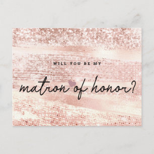 Blush Pink & Rose Gold Matron of Honour Vorschlag Postkarte