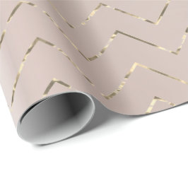 Blush Pink Rose Gold Metallic Foxier VIP Zickzack Geschenkpapier