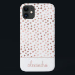 Blush Pink - Rose Gold Polka Dot Muster Monogramm Case-Mate iPhone Hülle<br><div class="desc">Blush Pink - Rose Gold und Weiße Imitate Foil Girly Hand gezeichnete Polka Dot Muster Monogram Personalisiert Smart Phone Case. Bitte kontaktieren Sie den Designer,  um passende Artikel zu erhalten.</div>