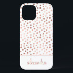 Blush Pink - Rose Gold Polka Dot Muster Monogramm Case-Mate iPhone Hülle<br><div class="desc">Blush Pink - Rose Gold und Weiße Imitate Foil Girly Hand gezeichnete Polka Dot Muster Monogram Personalisiert Smart Phone Case. Bitte kontaktieren Sie den Designer,  um passende Artikel zu erhalten.</div>